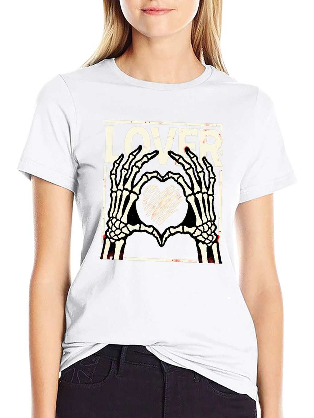 Lover Skeleton Hands Heart T-Shirt - Gothic Black Tee