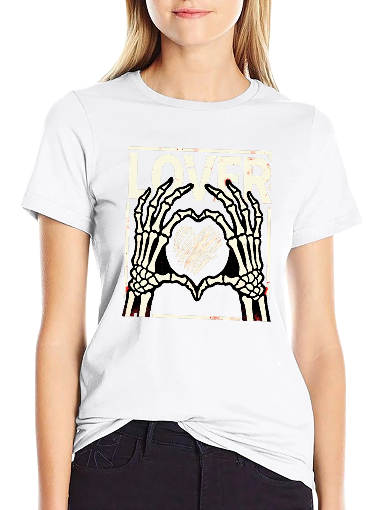 Lover Skeleton Hands Heart T-Shirt - Gothic Black Tee