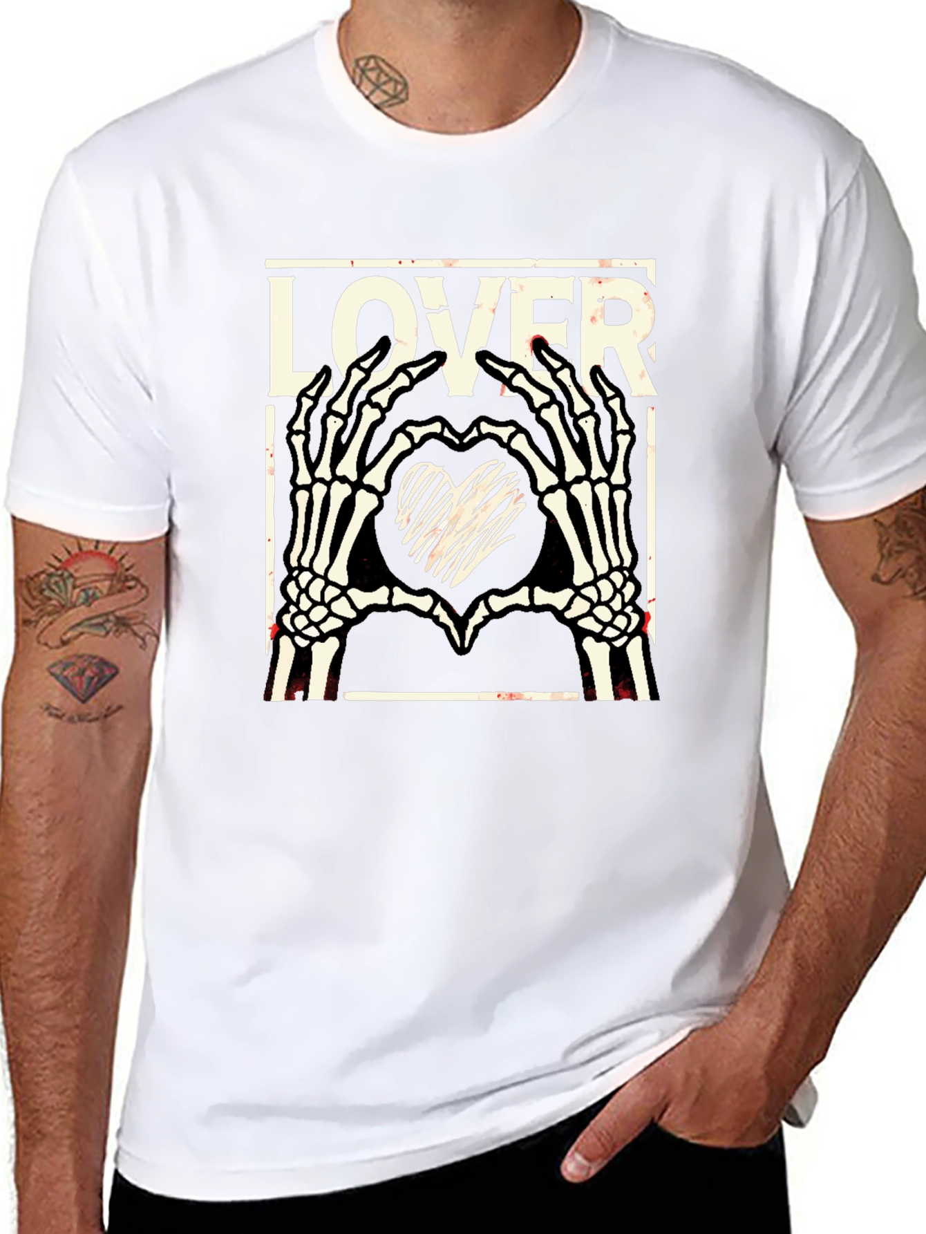 Lover Skeleton Hands Heart T-Shirt - Gothic Black Tee