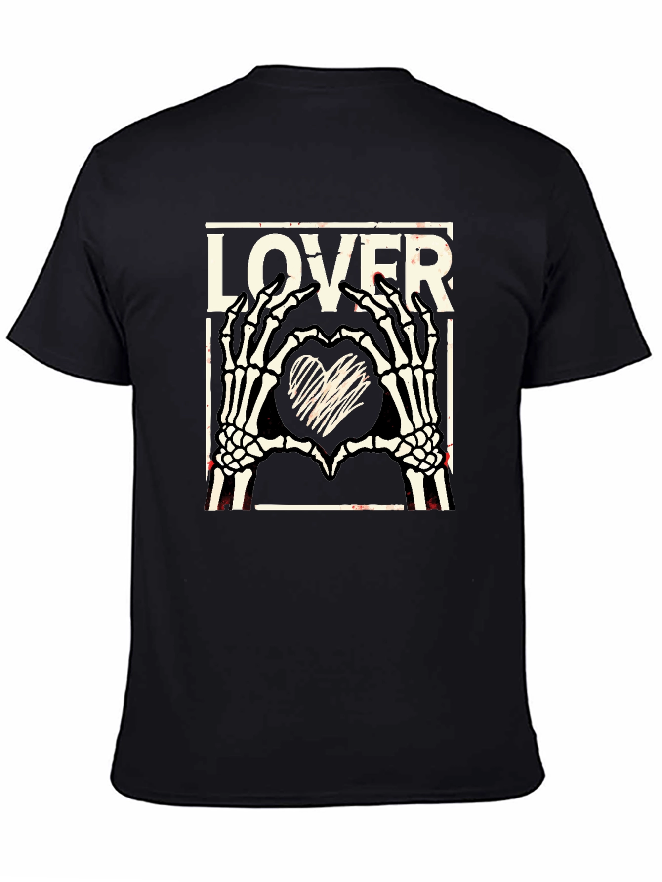 Lover Skeleton Hands Heart T-Shirt - Gothic Black Tee