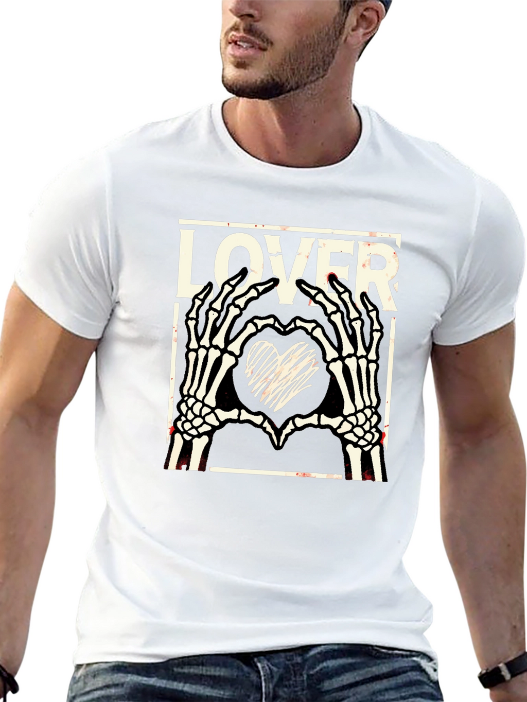 Lover Skeleton Hands Heart T-Shirt - Gothic Black Tee