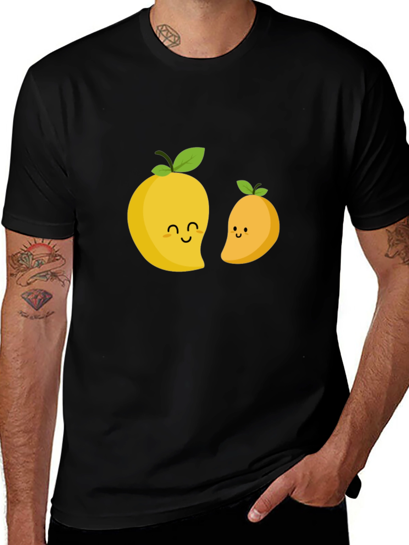 Cute Mango Graphic T-Shirt - Black