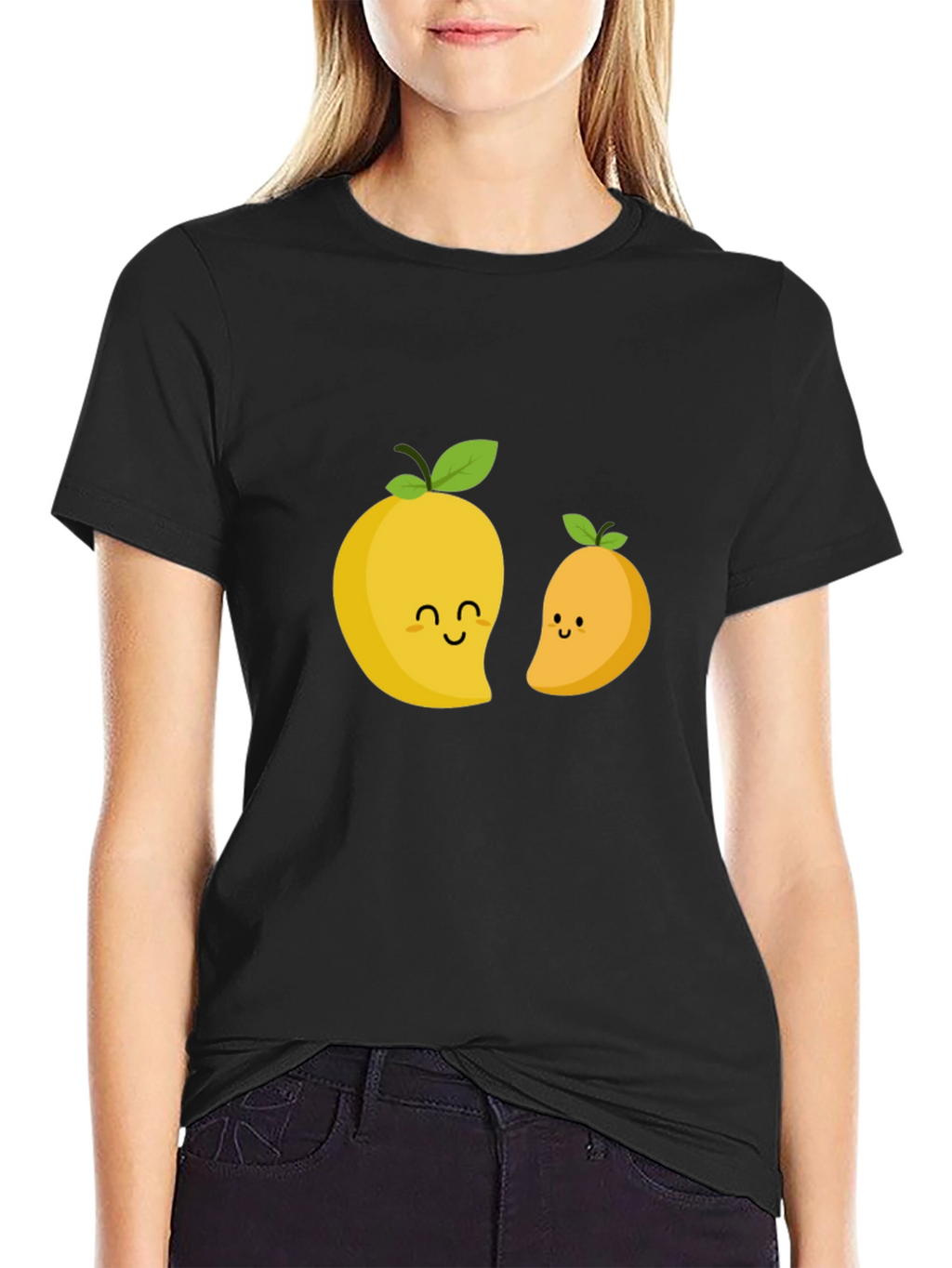 Cute Mango Graphic T-Shirt - Black