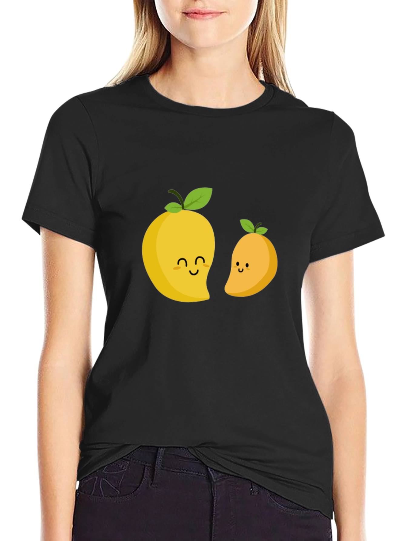 Cute Mango Graphic T-Shirt - Black