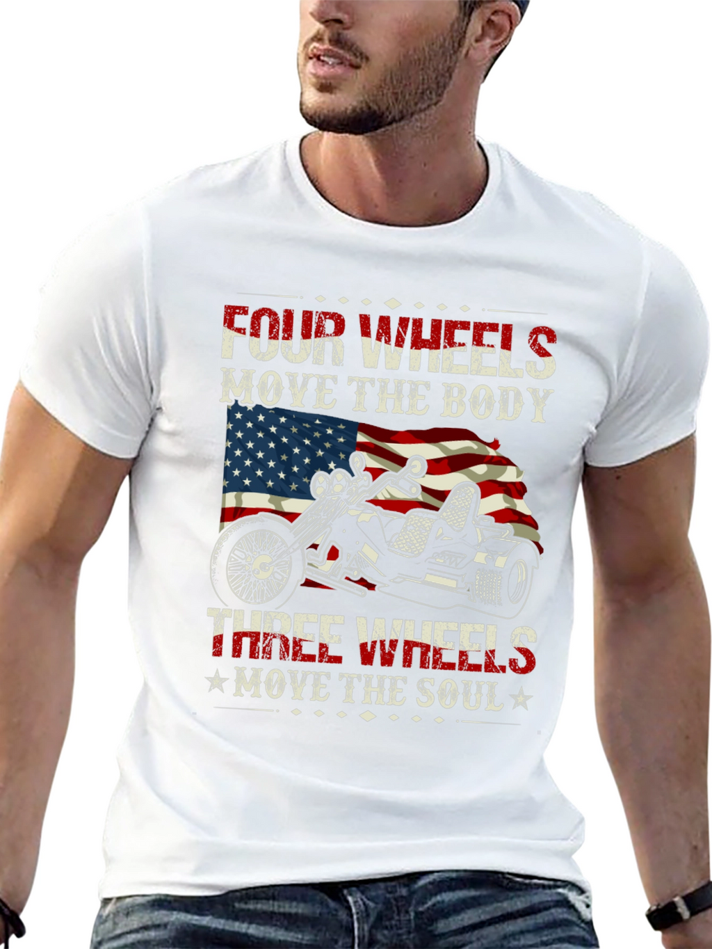 Patriotic 3-Wheel Motorcycle T-Shirt
