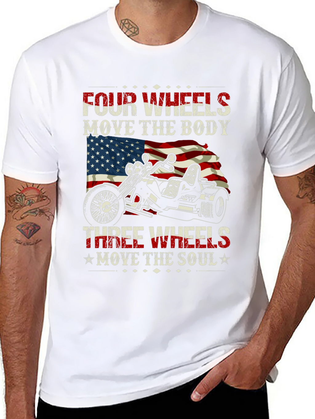 Patriotic 3-Wheel Motorcycle T-Shirt