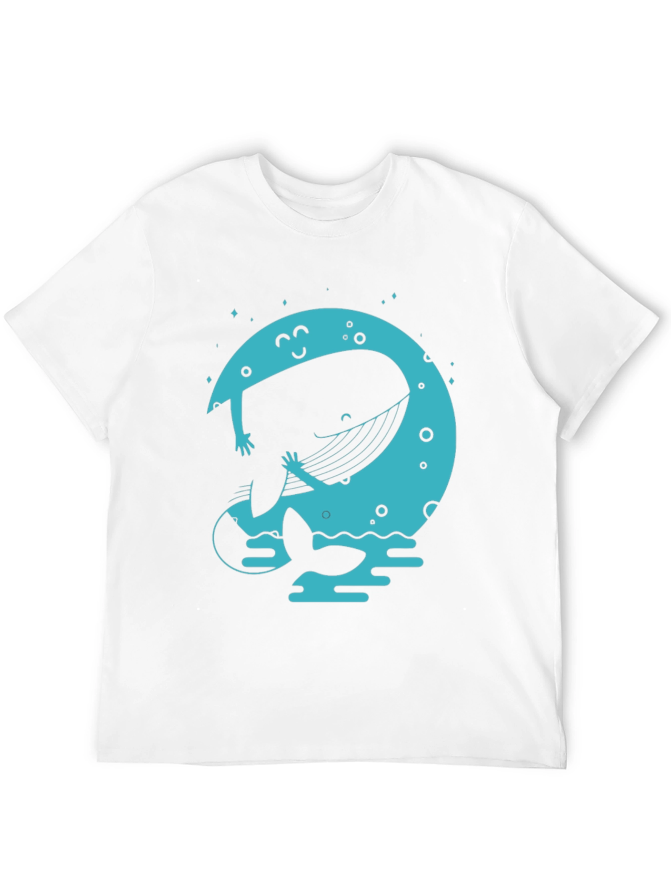 Moon Whale Graphic Tee - Black Cotton Blend