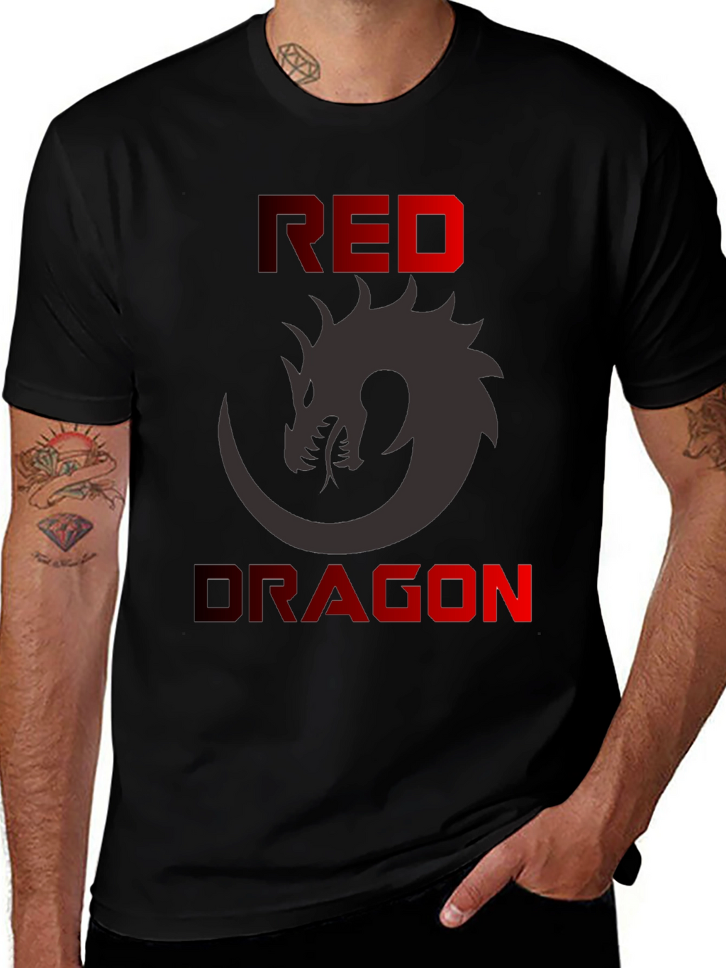 Red Dragon Graphic T-Shirt - Mens Black Tee