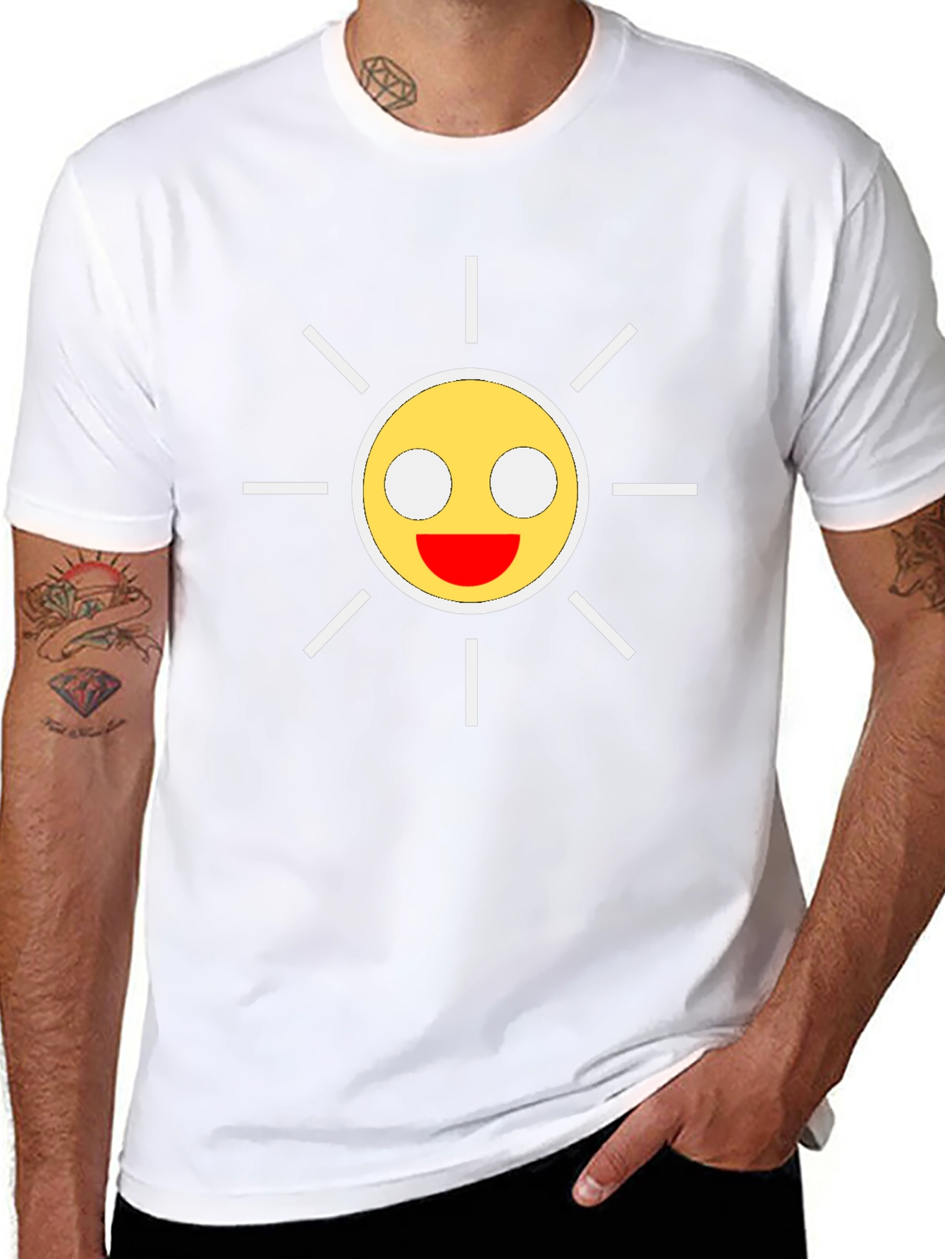 Smiley Sun Graphic Black T-Shirt