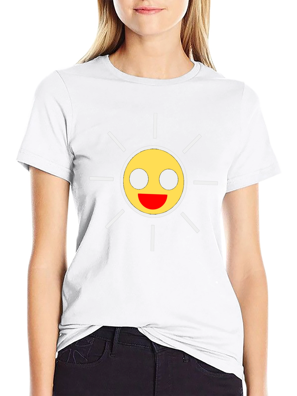 Smiley Sun Graphic Black T-Shirt