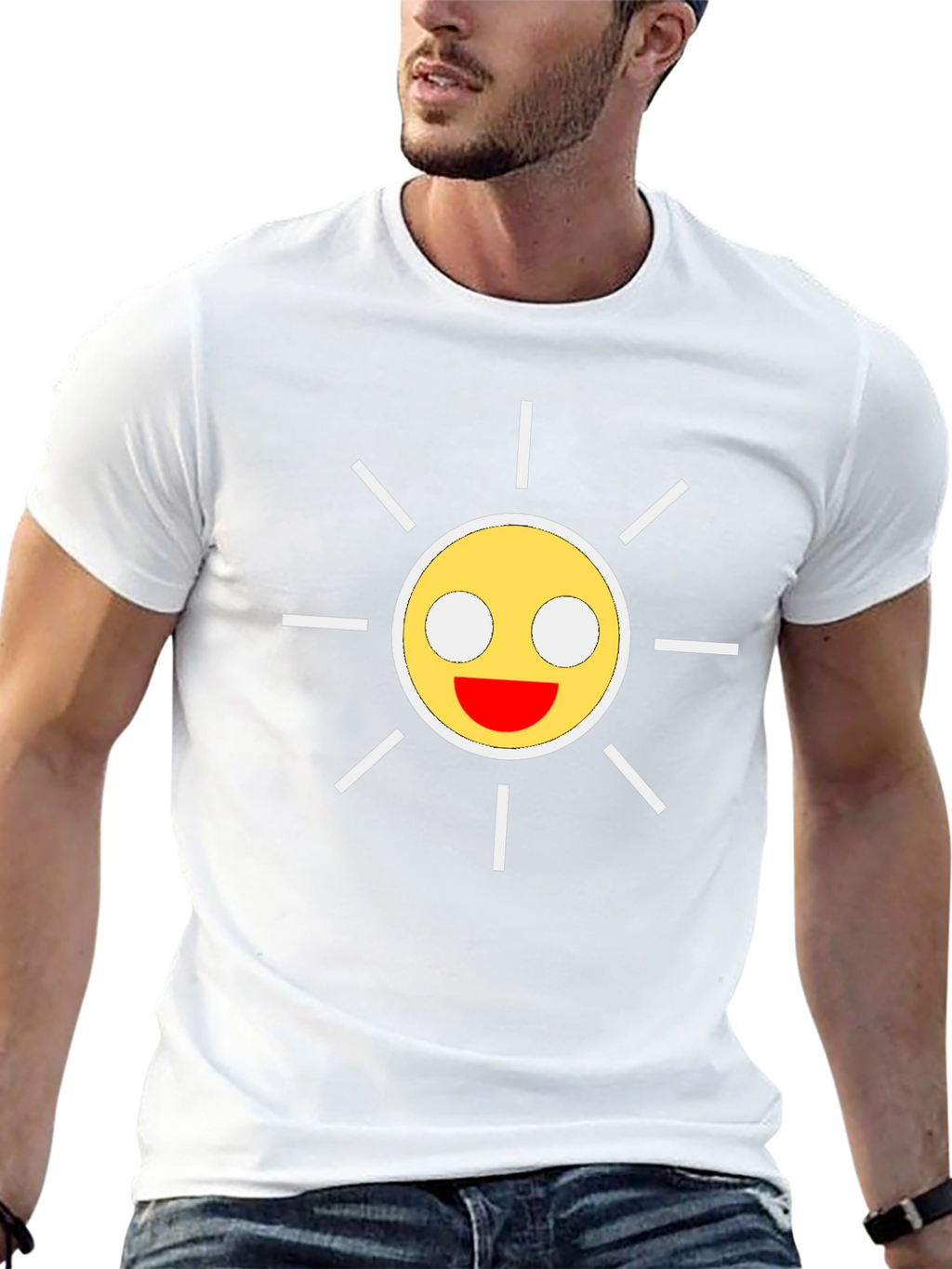 Smiley Sun Graphic Black T-Shirt