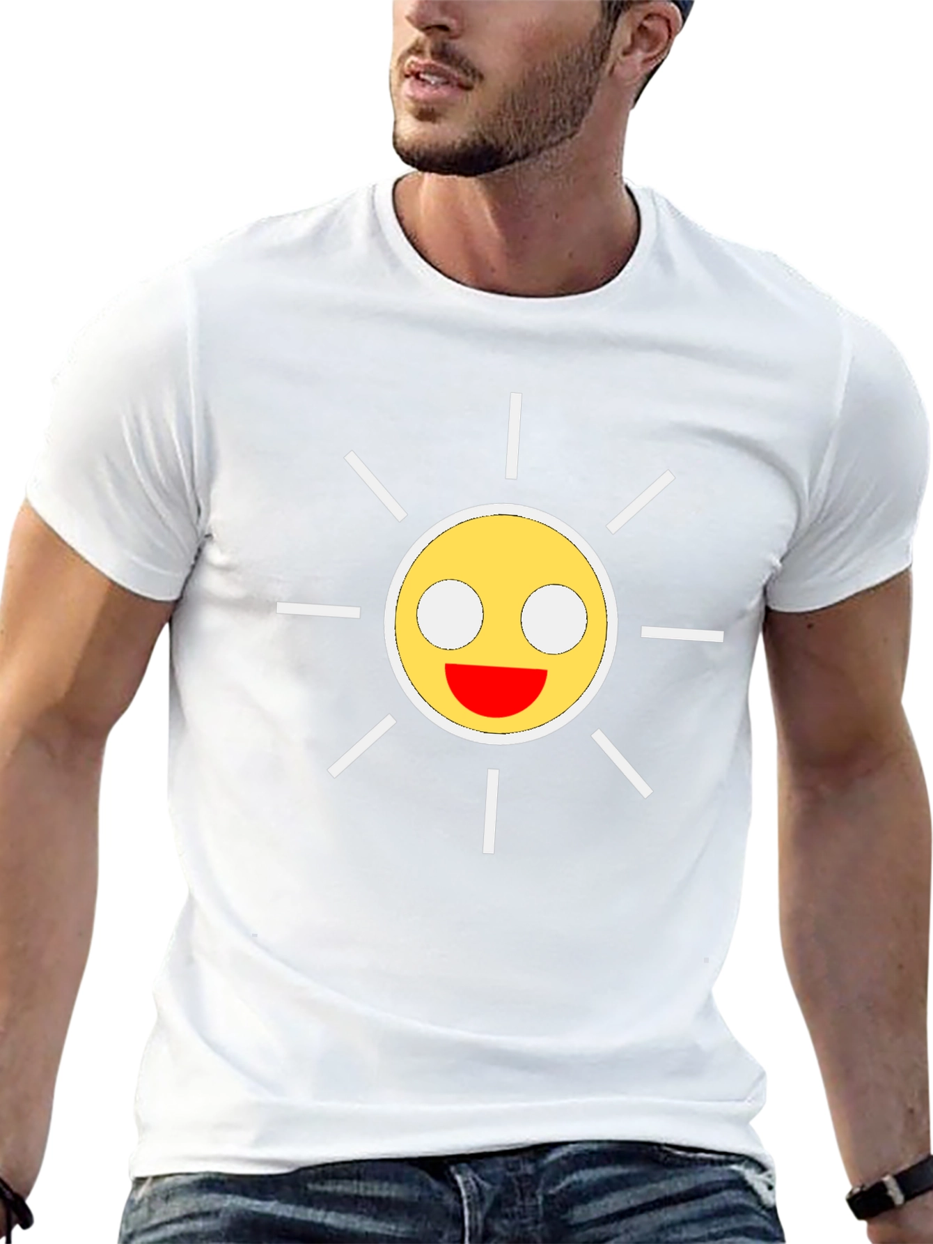 Smiley Sun Graphic Black T-Shirt