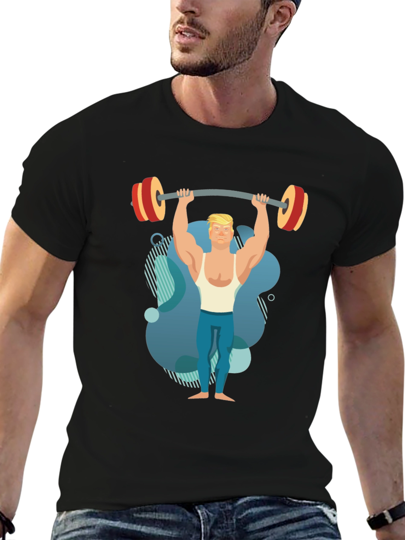 Weightlifter Graphic Tee - Black Cotton Shirt