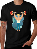 Weightlifter Graphic Tee - Black Cotton Shirt