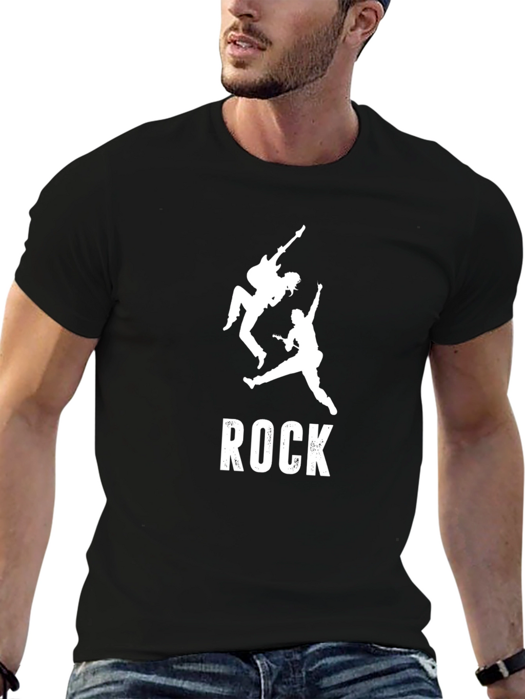 Rock Music Band Silhouette Graphic Print Mens T-Shirt
