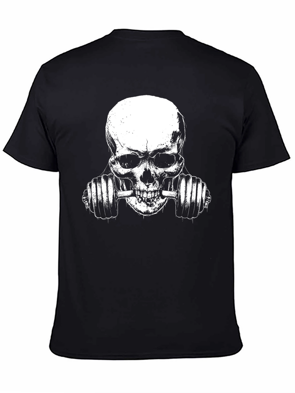 Skull Lifting Weights Graphic T-Shirt