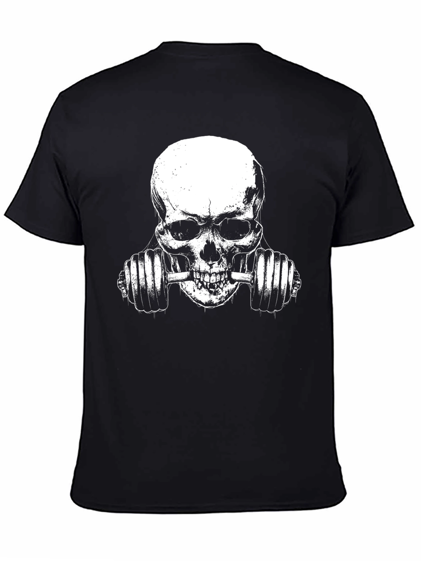 Skull Lifting Weights Graphic T-Shirt