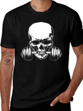Skull Lifting Weights Graphic T-Shirt