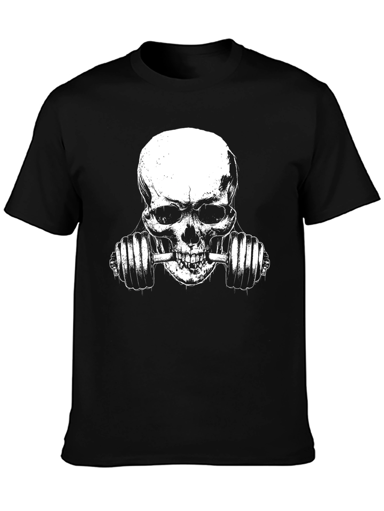 Skull Lifting Weights Graphic T-Shirt