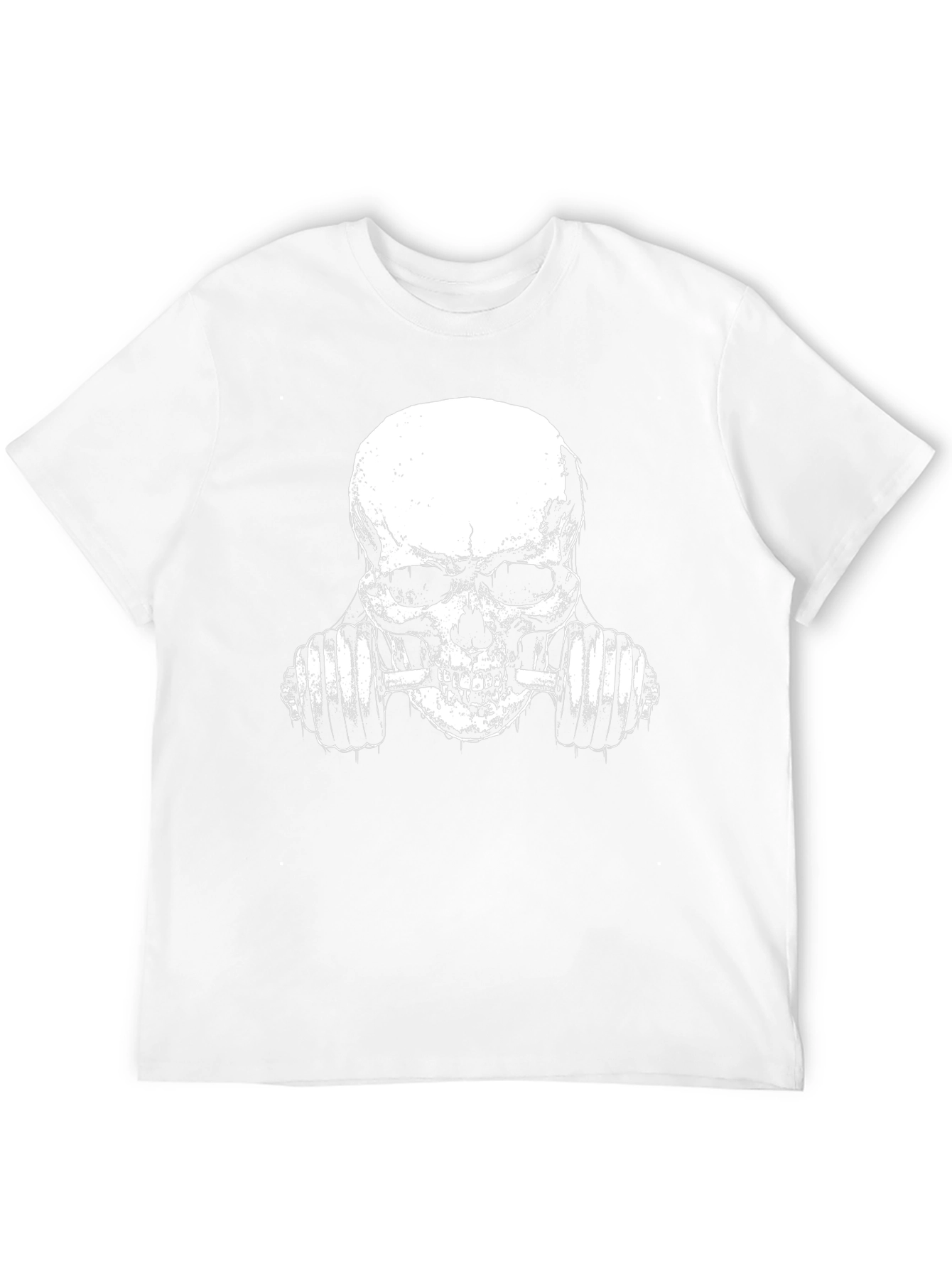Skull Lifting Weights Graphic T-Shirt