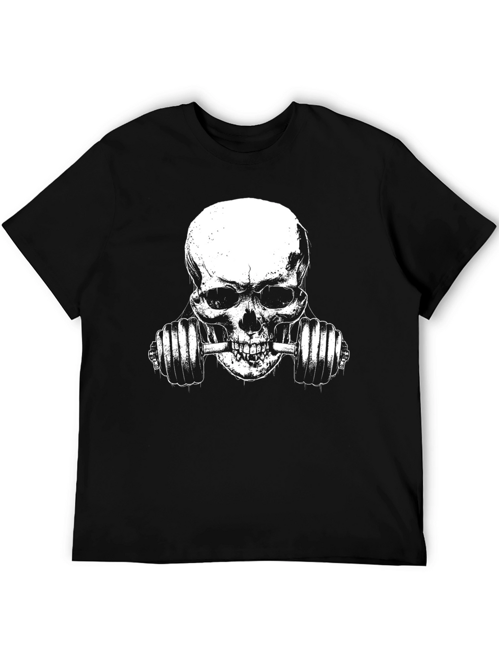 Skull Lifting Weights Graphic T-Shirt