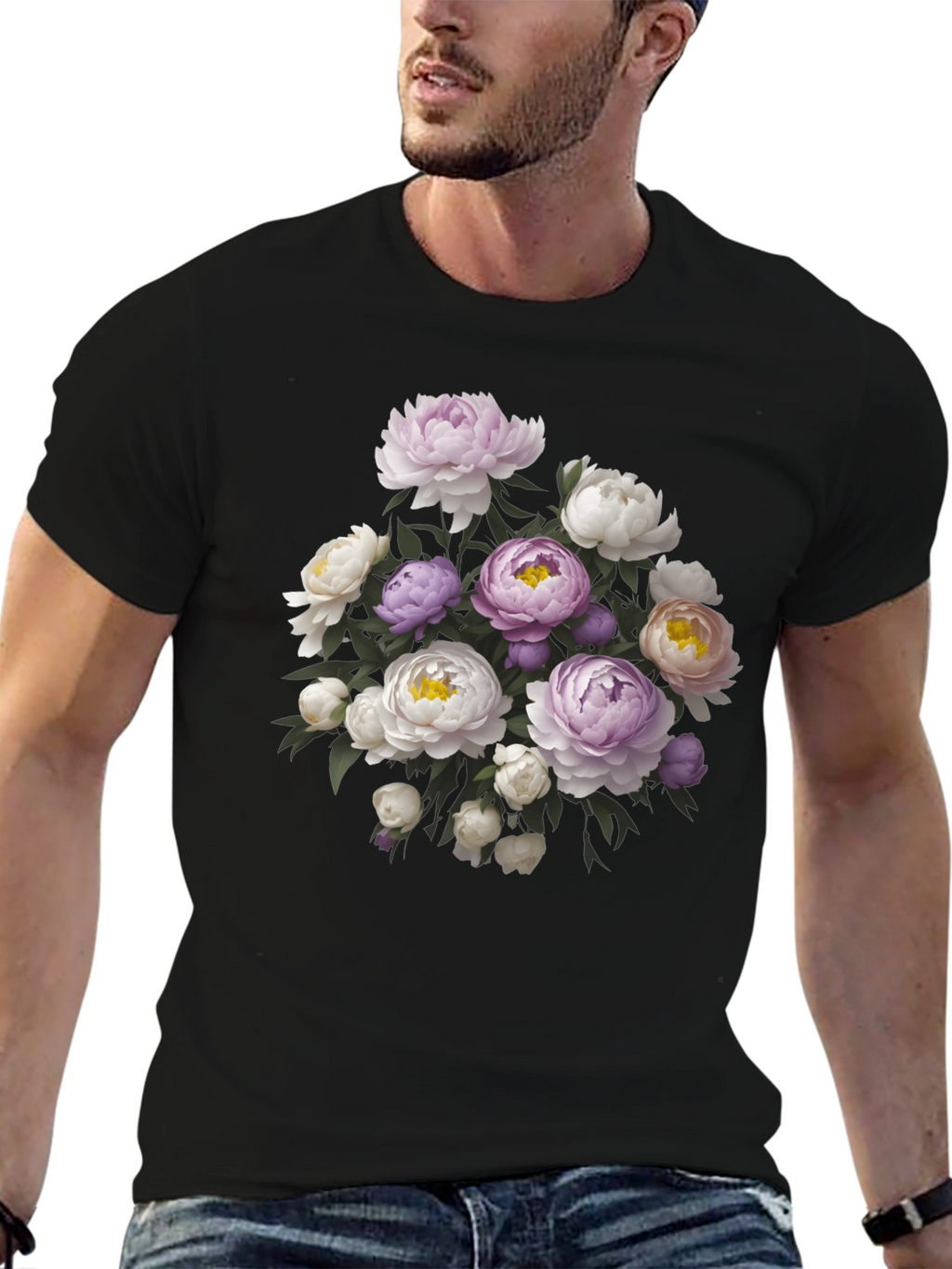 Floral Bouquet Black T-Shirt - Stylish Graphic Tee