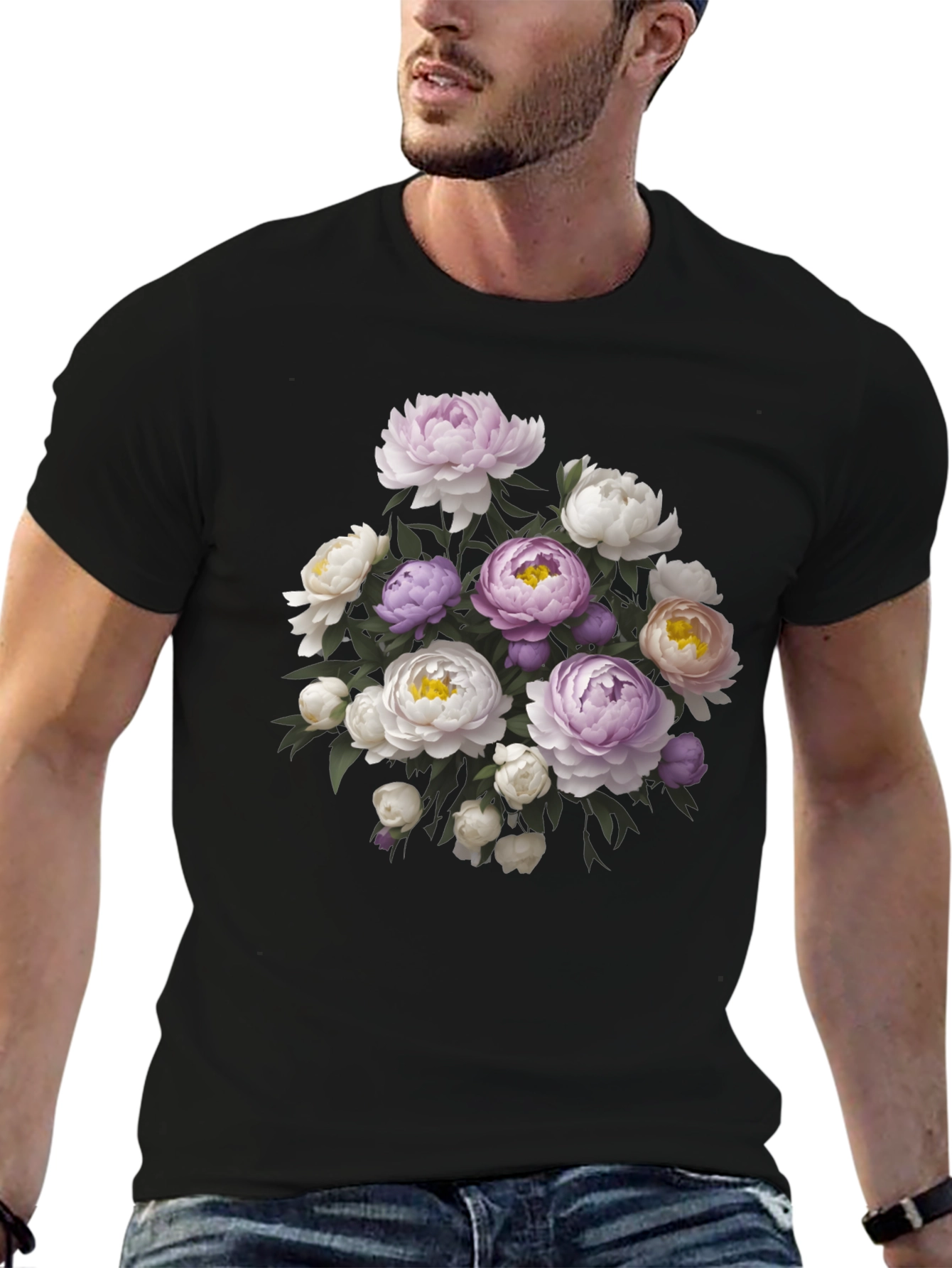 Floral Bouquet Black T-Shirt - Stylish Graphic Tee