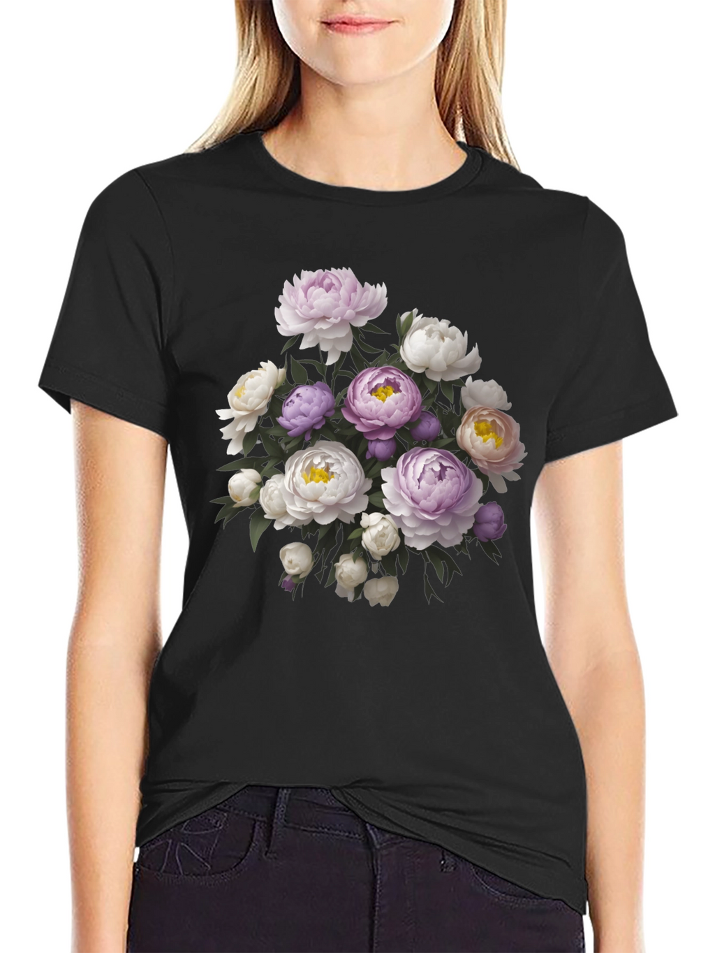 Floral Bouquet Black T-Shirt - Stylish Graphic Tee