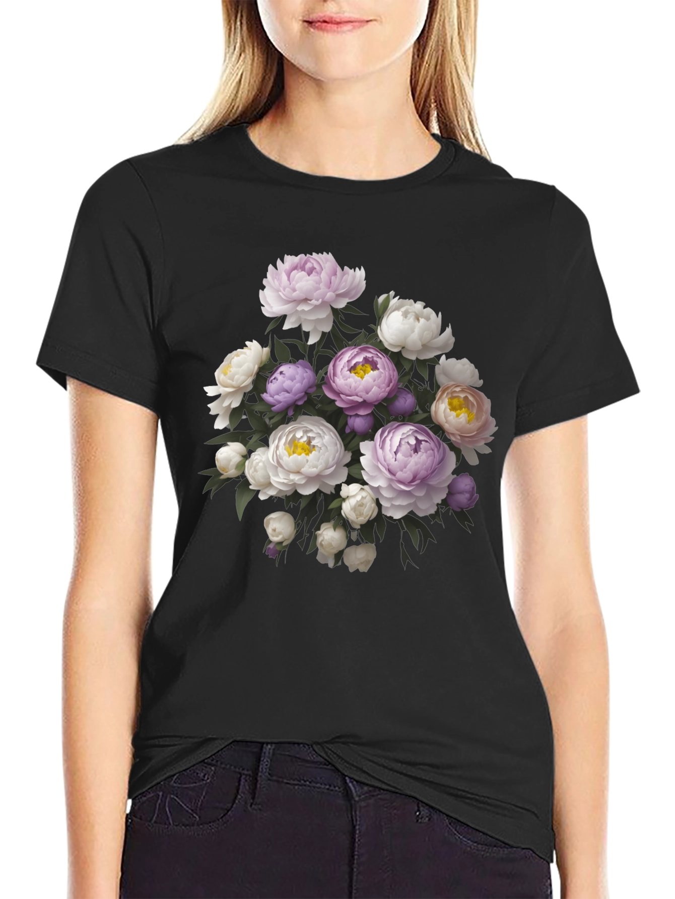 Floral Bouquet Black T-Shirt - Stylish Graphic Tee