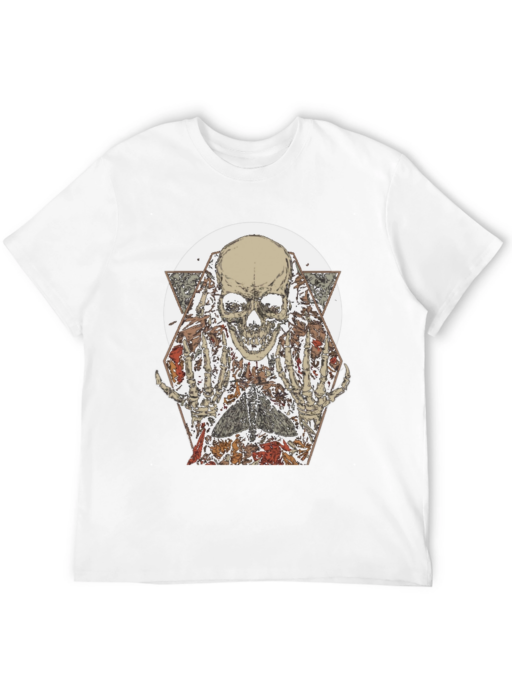 Skull & Floral Graphic Print Black T-Shirt