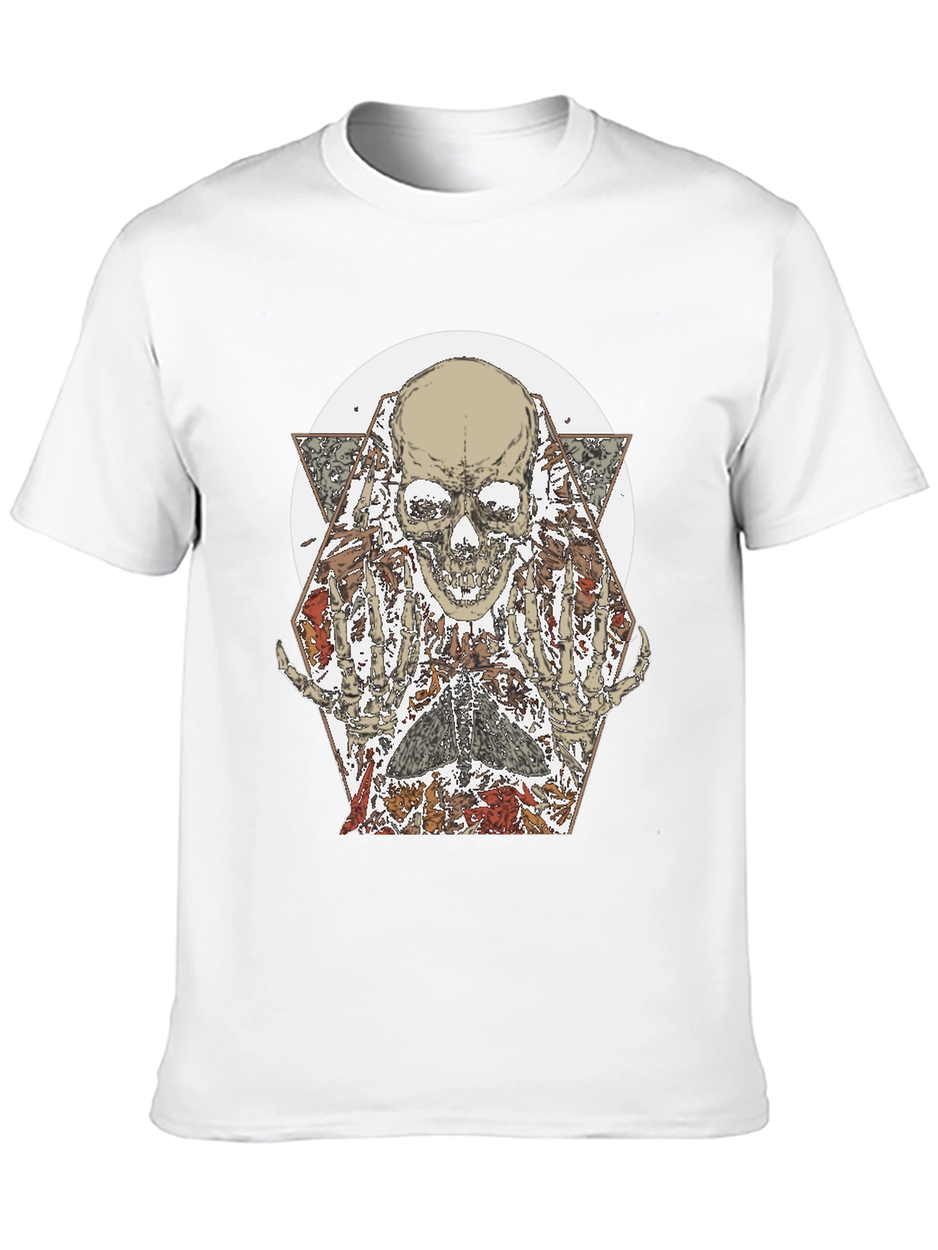 Skull & Floral Graphic Print Black T-Shirt
