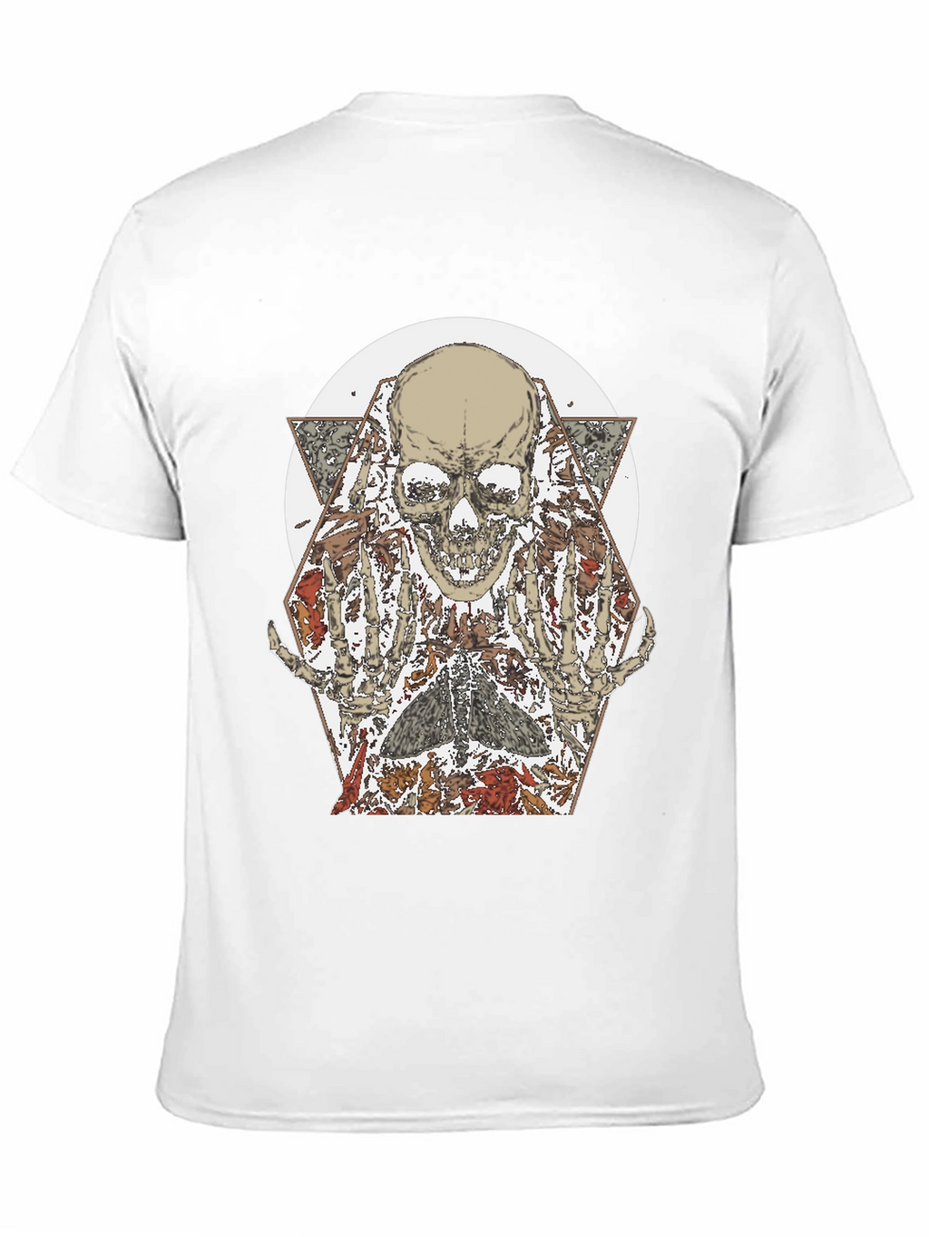 Skull & Floral Graphic Print Black T-Shirt