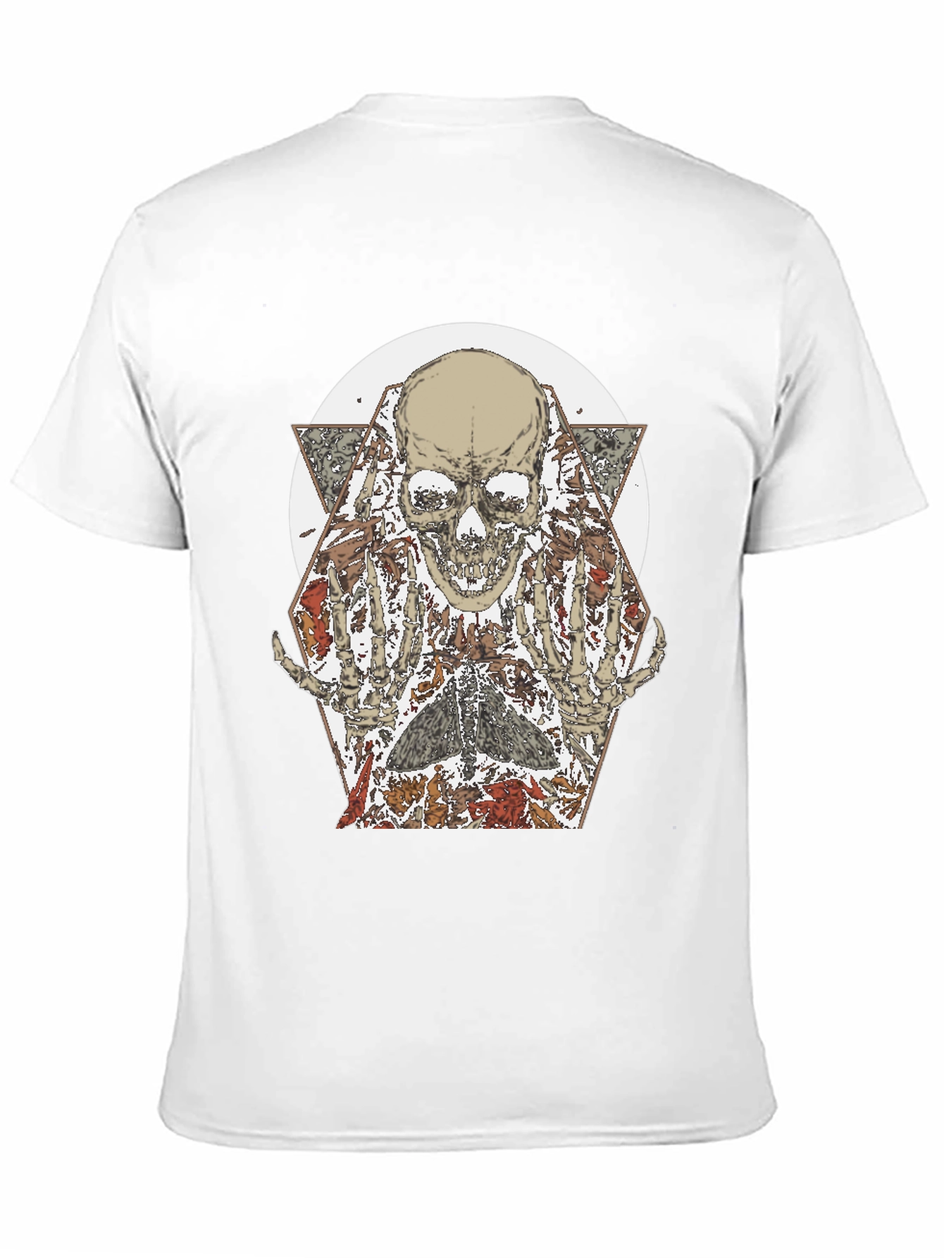 Skull & Floral Graphic Print Black T-Shirt