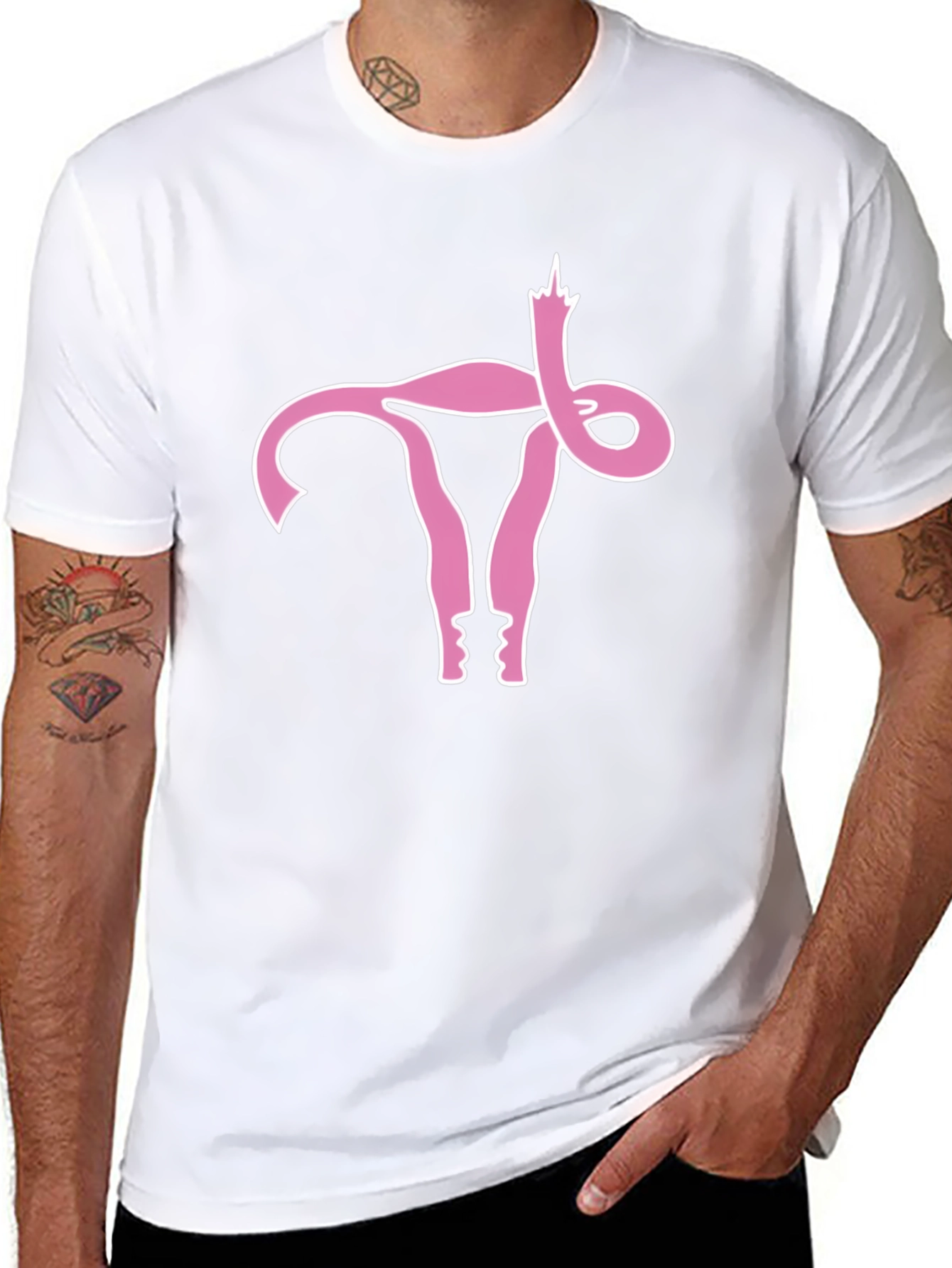 Uterus Middle Finger Graphic Black Tee