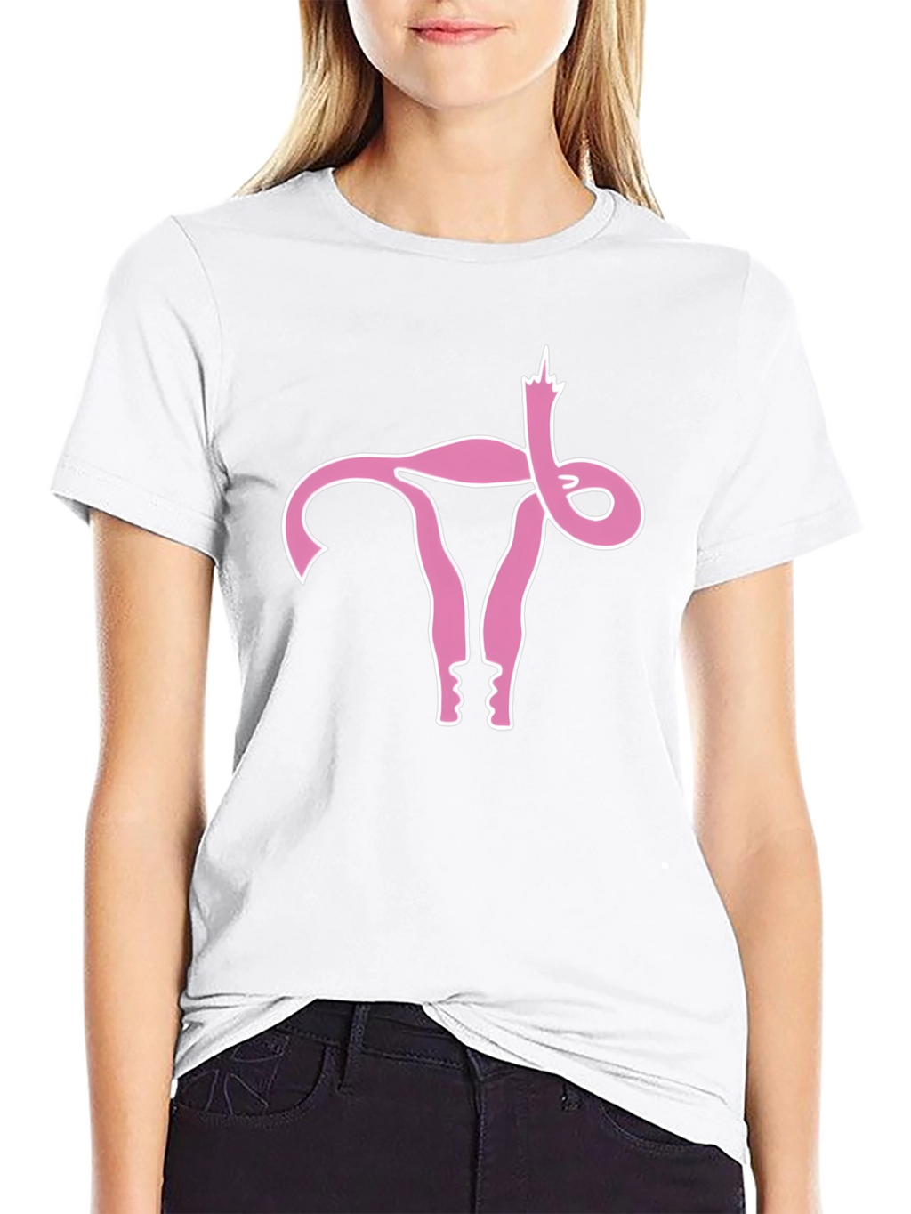 Uterus Middle Finger Graphic Black Tee