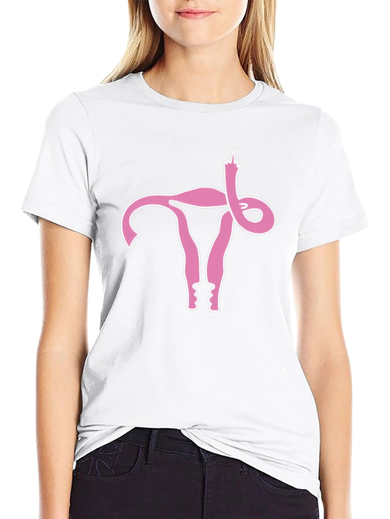 Uterus Middle Finger Graphic Black Tee