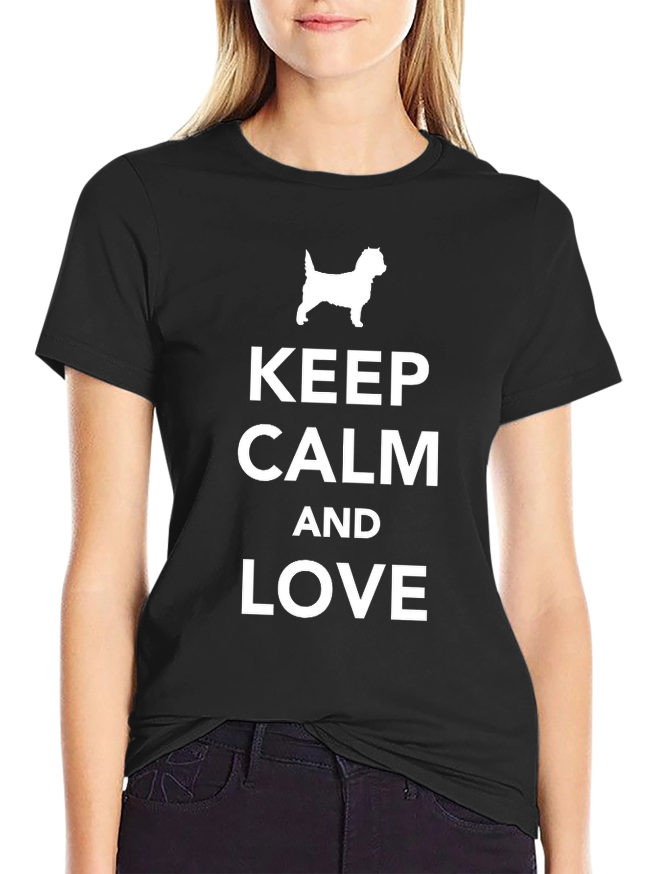 Keep Calm and Love Dog Black T-Shirt