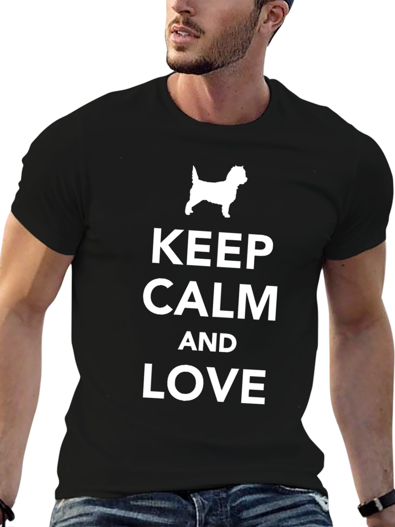 Keep Calm and Love Dog Black T-Shirt