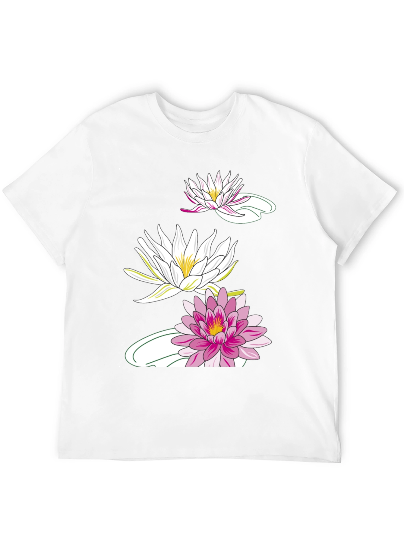 Black T-Shirt with Lotus Flower Design