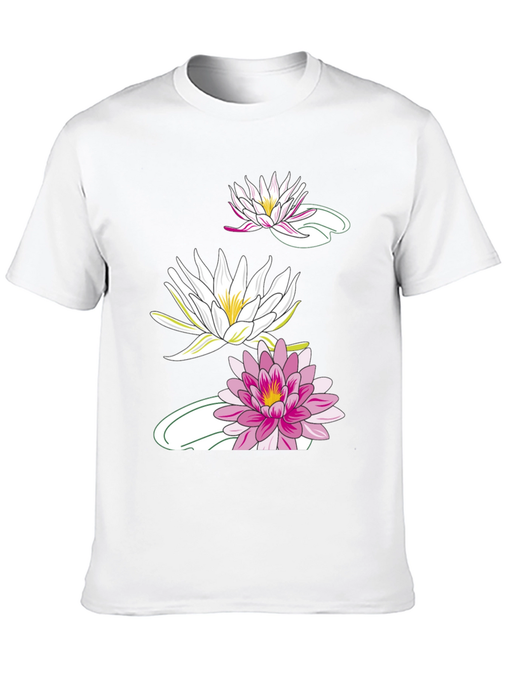 Black T-Shirt with Lotus Flower Design