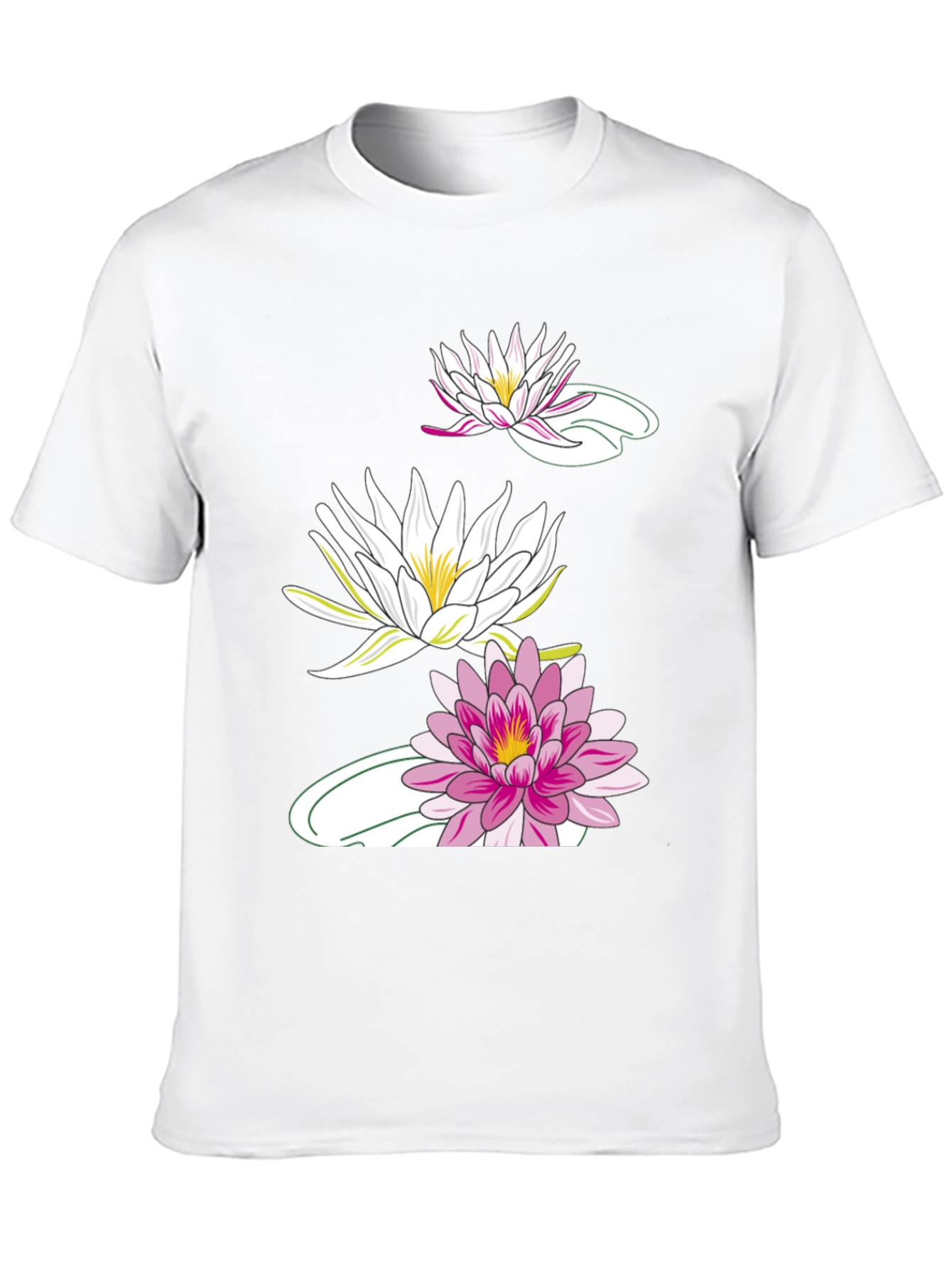Black T-Shirt with Lotus Flower Design