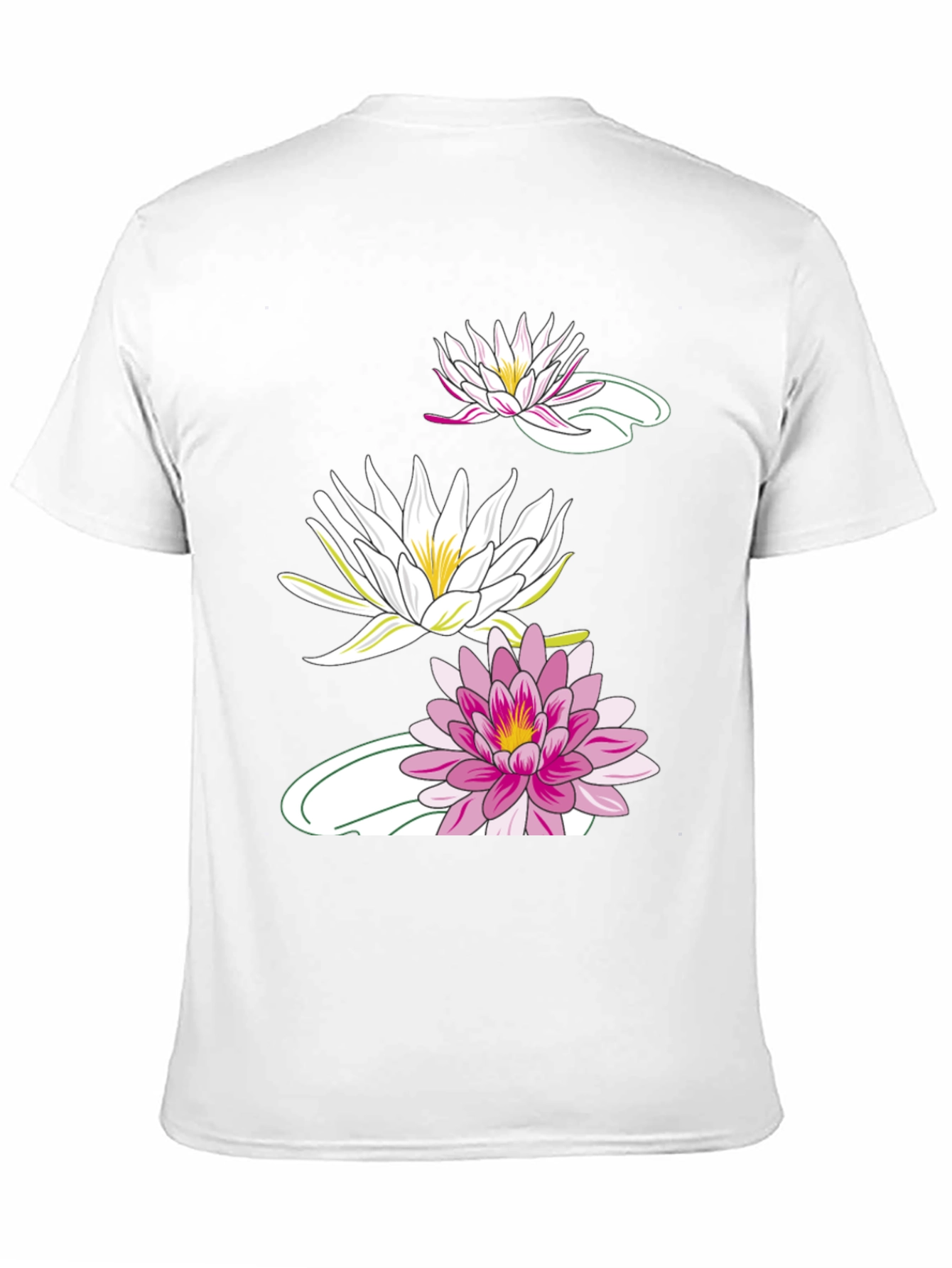 Black T-Shirt with Lotus Flower Design