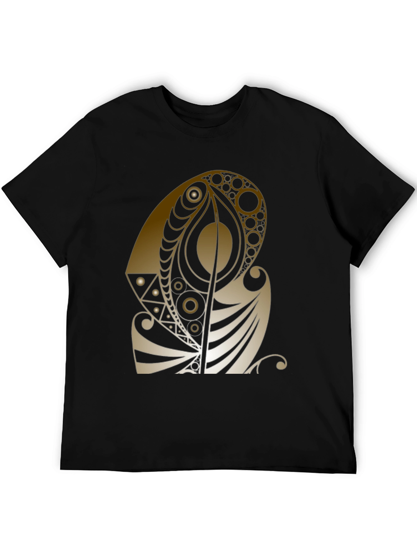 Abstract Gold Design Black T-Shirt