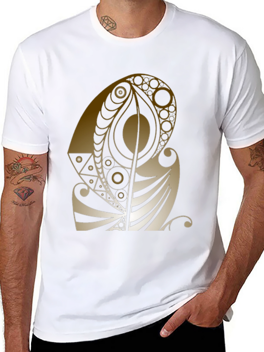 Abstract Gold Design Black T-Shirt