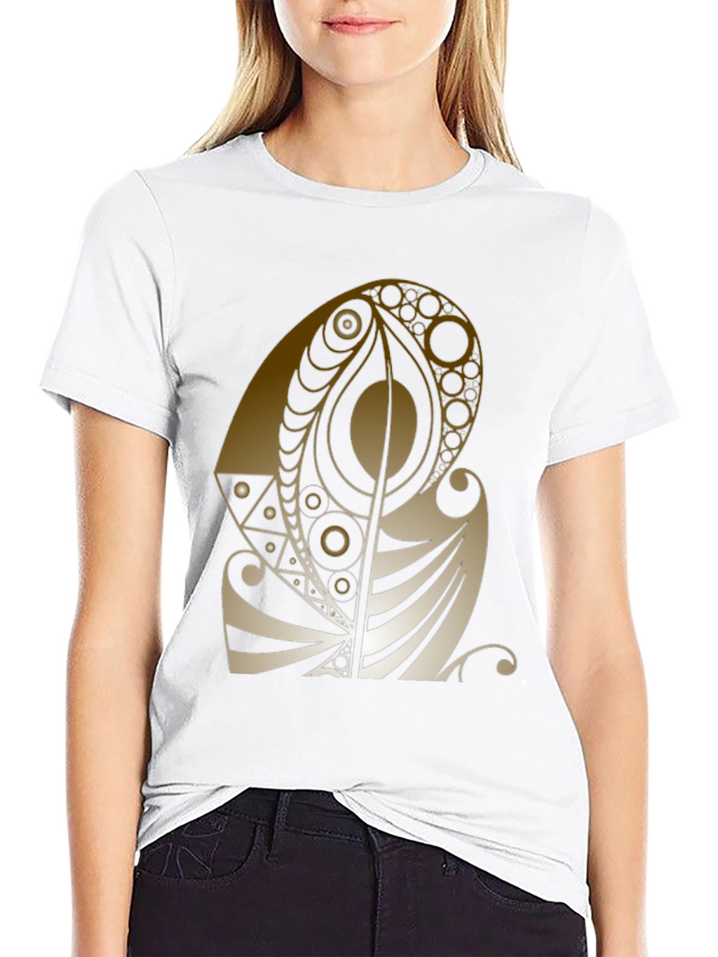 Abstract Gold Design Black T-Shirt