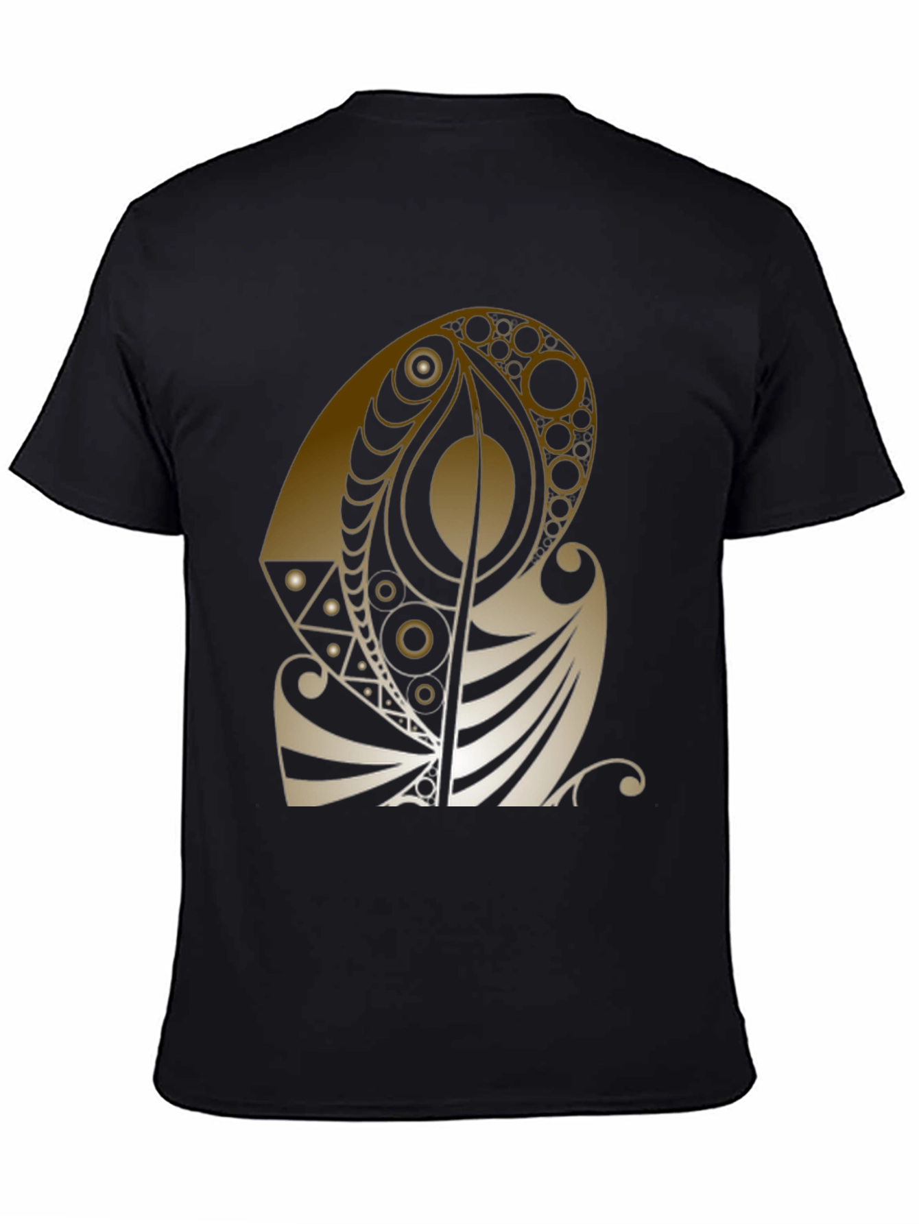 Abstract Gold Design Black T-Shirt