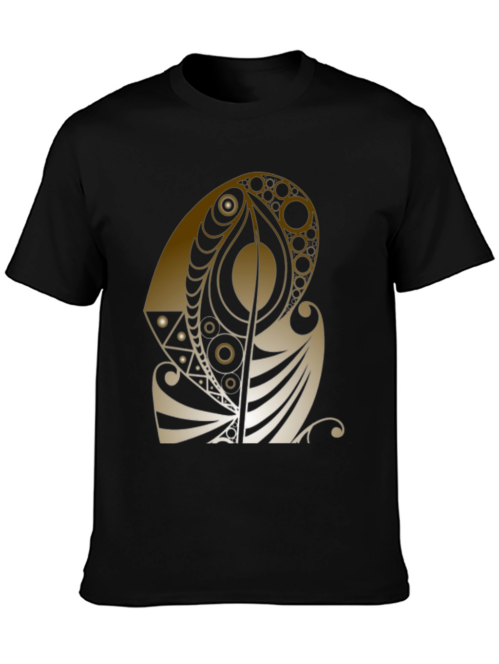 Abstract Gold Design Black T-Shirt