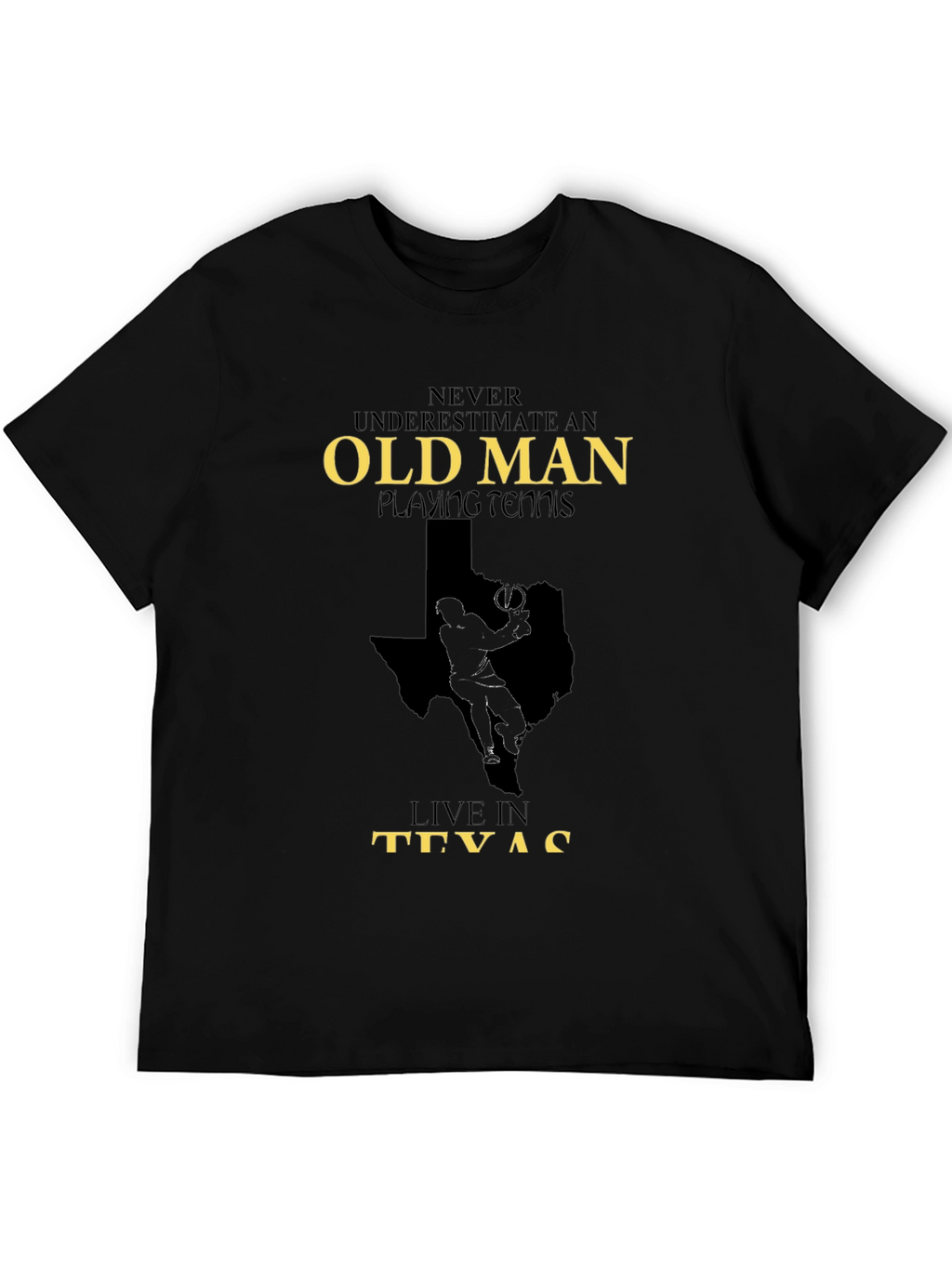 Old Man Playing Tennis in Texas Graphic Tee