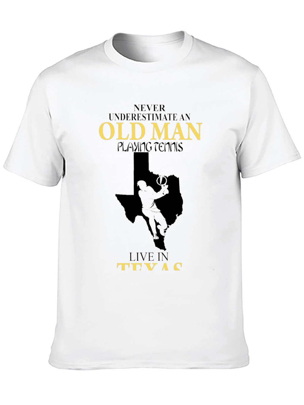 Old Man Playing Tennis in Texas Graphic Tee