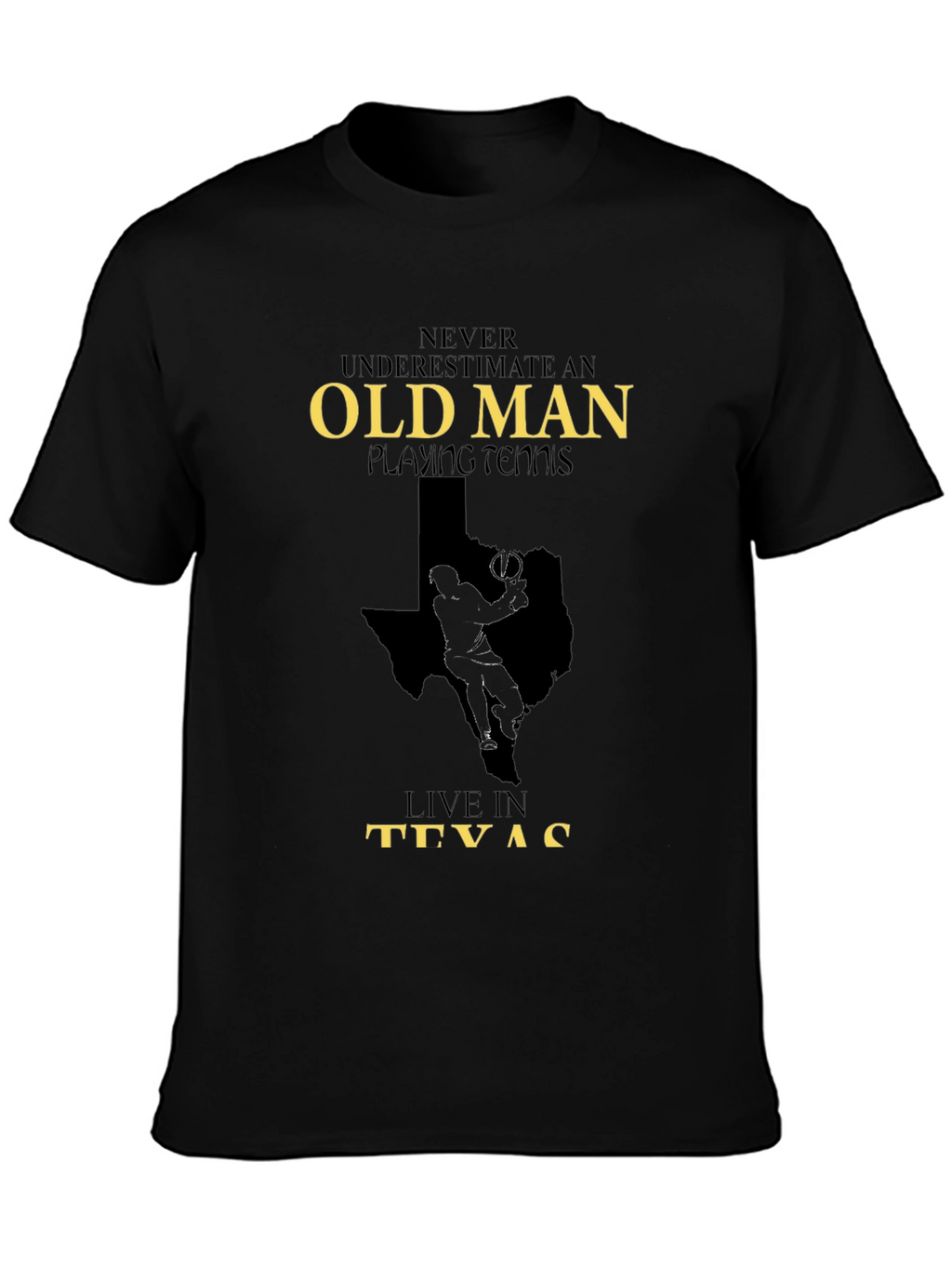 Old Man Playing Tennis in Texas Graphic Tee